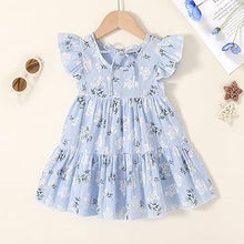 Load image into Gallery viewer, 4-5T Blue Floral Boho Ruffle Sun Dress
