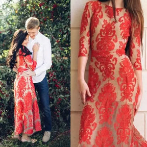 Small For Love And Lemons Boho Red Lace Midi Gown