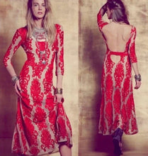 Load image into Gallery viewer, Small For Love And Lemons Boho Red Lace Midi Gown
