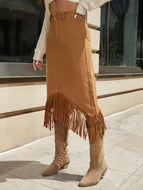XS Denim Fringe Western Skirt