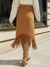 Load image into Gallery viewer, XS Denim Fringe Western Skirt
