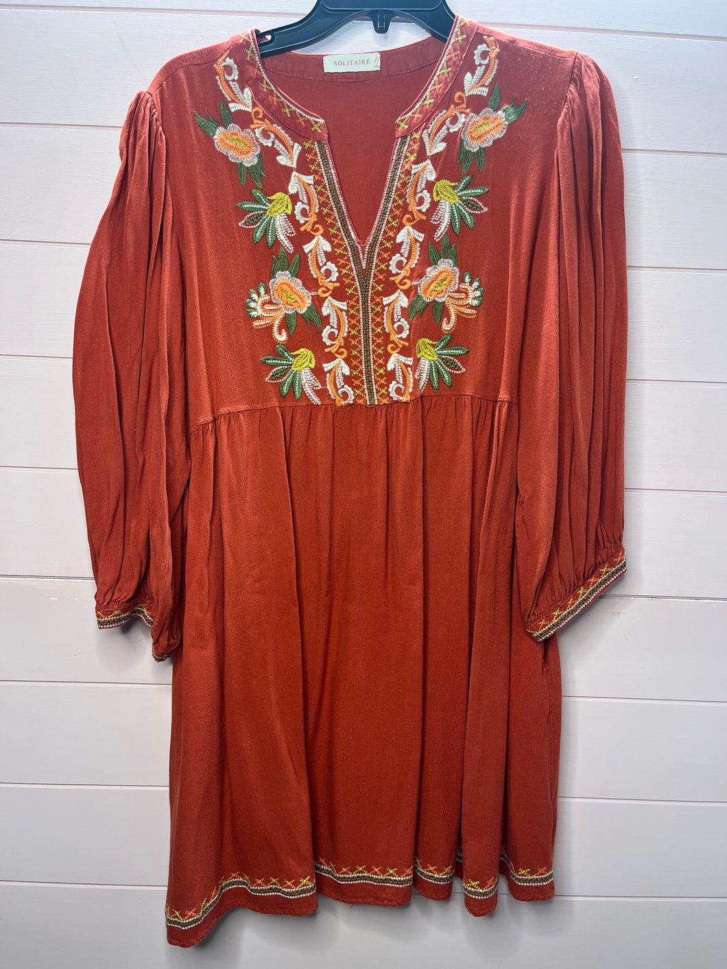 Large Solitaire Boho Embroidered Tunic Dress