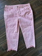 Time & Tru Plus Size 20 Light Pink Mid-Rise Raw Hem Denim Jeans