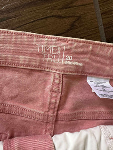 Time & Tru Plus Size 20 Light Pink Mid-Rise Raw Hem Denim Jeans