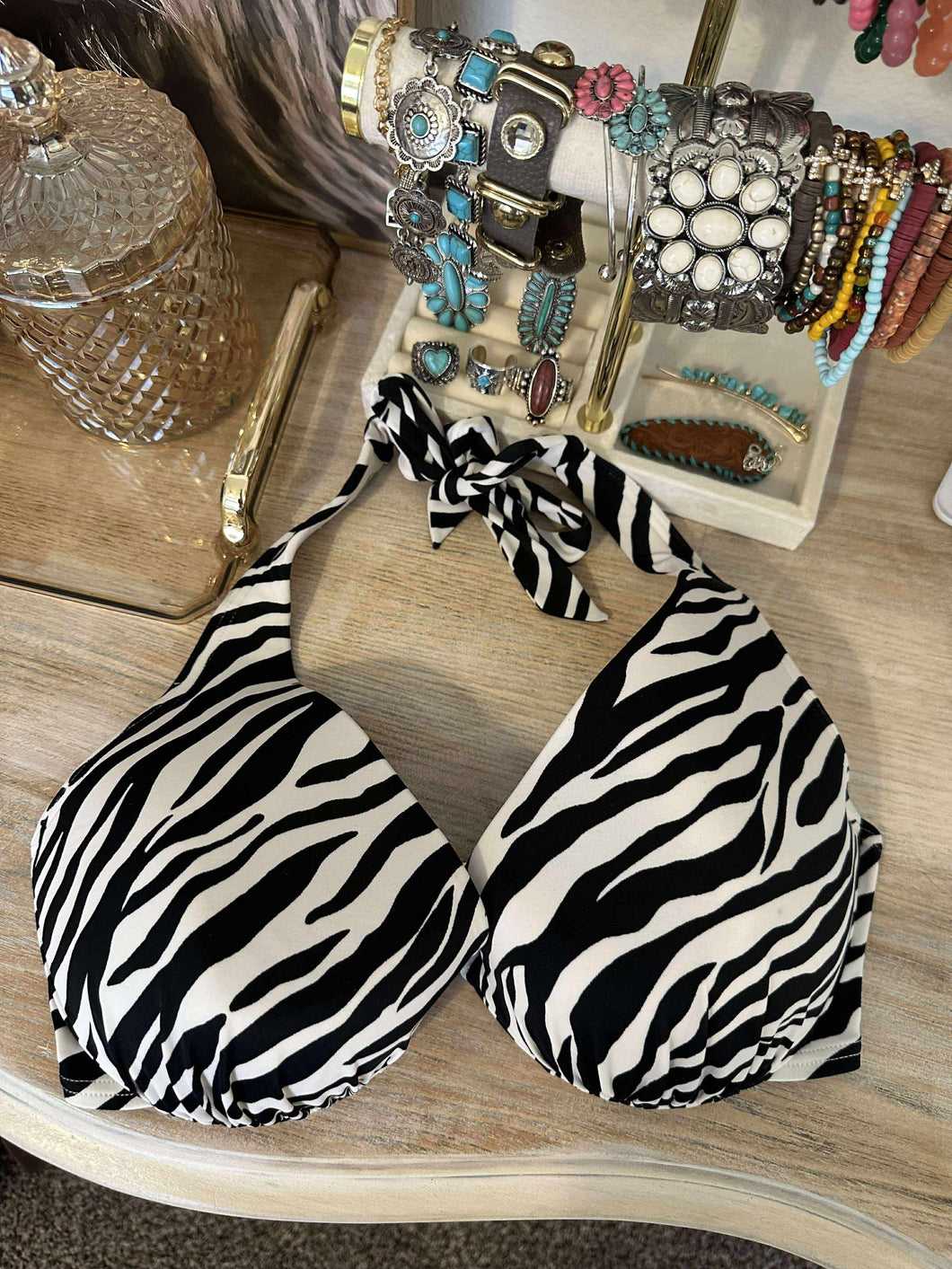 34DD Victoria’s Secret Zebra Stripe Swim Top