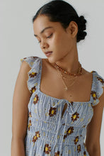 Load image into Gallery viewer, Small NWT Urban Outfitters Blue Boho Floral Rockaway Smocked Romper
