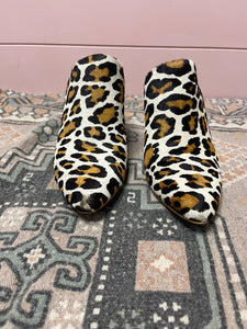 6.5 Anthropologie ABLE White Leopard Slip On Heeled Mules