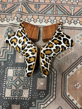 Load image into Gallery viewer, 6.5 Anthropologie ABLE White Leopard Slip On Heeled Mules
