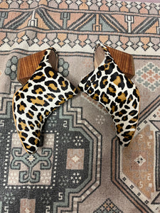 6.5 Anthropologie ABLE White Leopard Slip On Heeled Mules