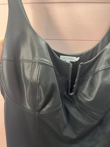 Size 8 Good American Faux Leather U Corset Black Bodysuit