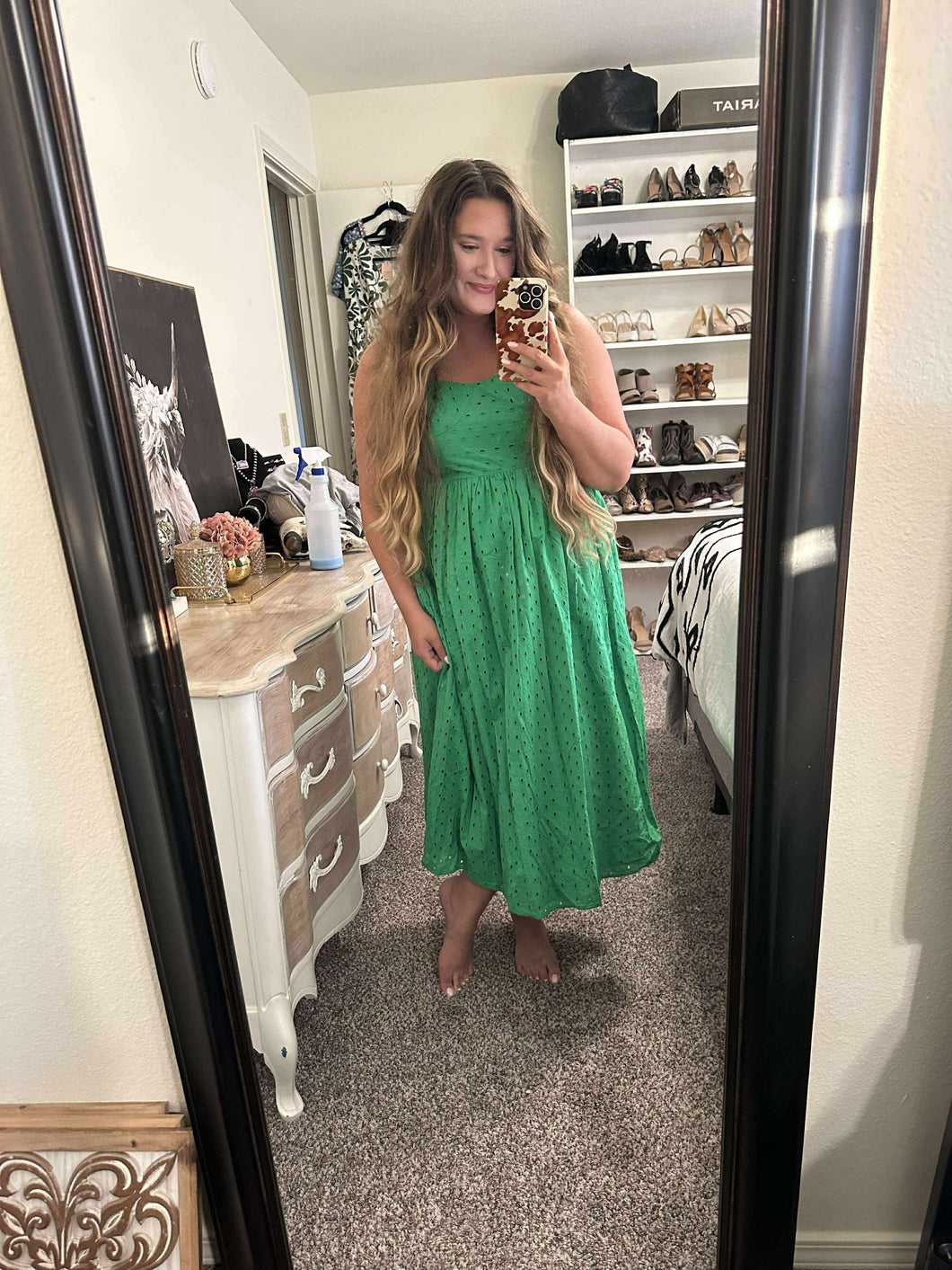 Large A New Day Green Eyelet Strap Midi Dress