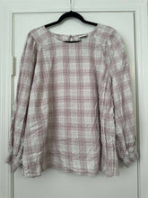 Load image into Gallery viewer, 2X Ava Viv Plaid Long Sleeve Smocked Top

