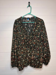 3XL Old Navy Plus Size Floral Button Up V-Neck Shirt