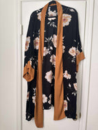 XL Xhiliration Black Boho Floral Kimono