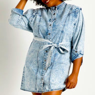 Size 18 Eloquii NWT Acid Wash Denim Button Front Dress