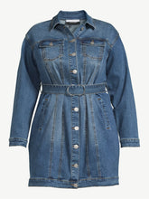 Load image into Gallery viewer, Size 18 Eloquii NWOT Denim Belted Dress
