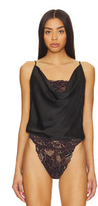 XS Free People Intimately NWT Black Pink Lace Double Date Layer Body Suit