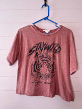 Load image into Gallery viewer, Large Cation To The Wind Red Tiger Graphic Crop Top Tee
