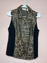 Load image into Gallery viewer, Small Chicos Leopard Print Asymmetrical Zip Up Vest
