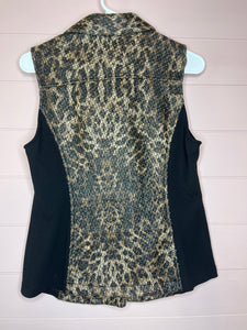 Small Chicos Leopard Print Asymmetrical Zip Up Vest