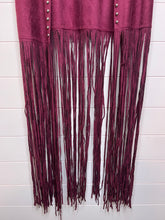 Load image into Gallery viewer, Medium Crazy Train Western Maroon Long Fringe Vest
