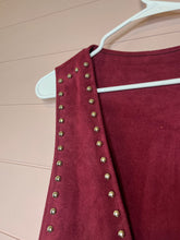 Load image into Gallery viewer, Medium Crazy Train Western Maroon Long Fringe Vest
