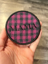 Load image into Gallery viewer, Upcycled Mama Plaid Embroidered Iron On Patch
