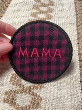 Load image into Gallery viewer, Upcycled Mama Plaid Embroidered Iron On Patch
