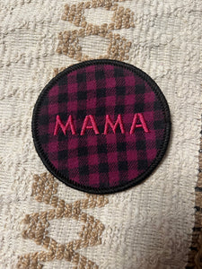 Upcycled Mama Plaid Embroidered Iron On Patch