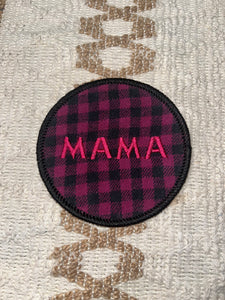 Upcycled Mama Plaid Embroidered Iron On Patch