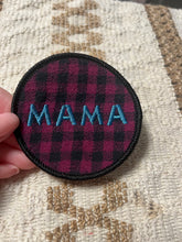 Load image into Gallery viewer, Upcycled Mama Plaid Embroidered Iron On Patch
