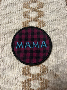 Upcycled Mama Plaid Embroidered Iron On Patch