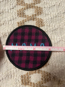 Upcycled Mama Plaid Embroidered Iron On Patch