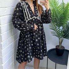 Load image into Gallery viewer, Small Zara Boho Floral Smocked Mini Dress
