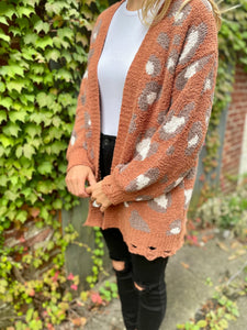 Medium Loveriche Frayed Edge Leopard Cardigan