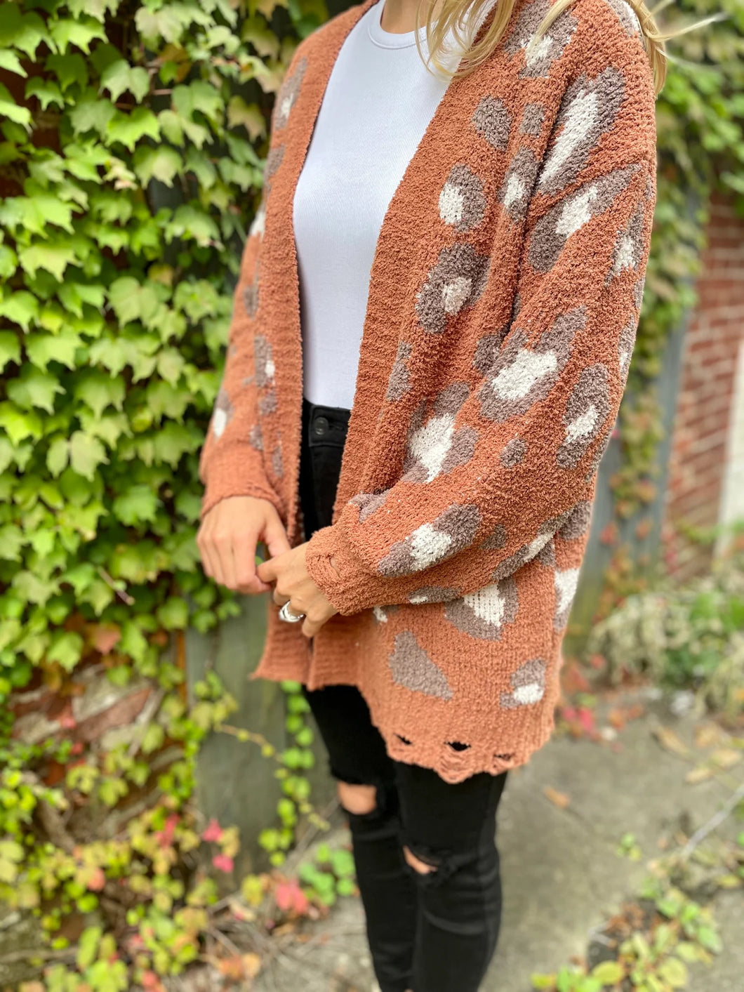 Medium Loveriche Frayed Edge Leopard Cardigan