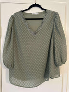 XL Retrology Green Textured Boho Top
