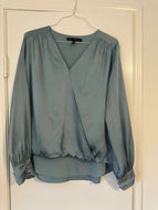 XL White House Black Market Satin Wrap Top