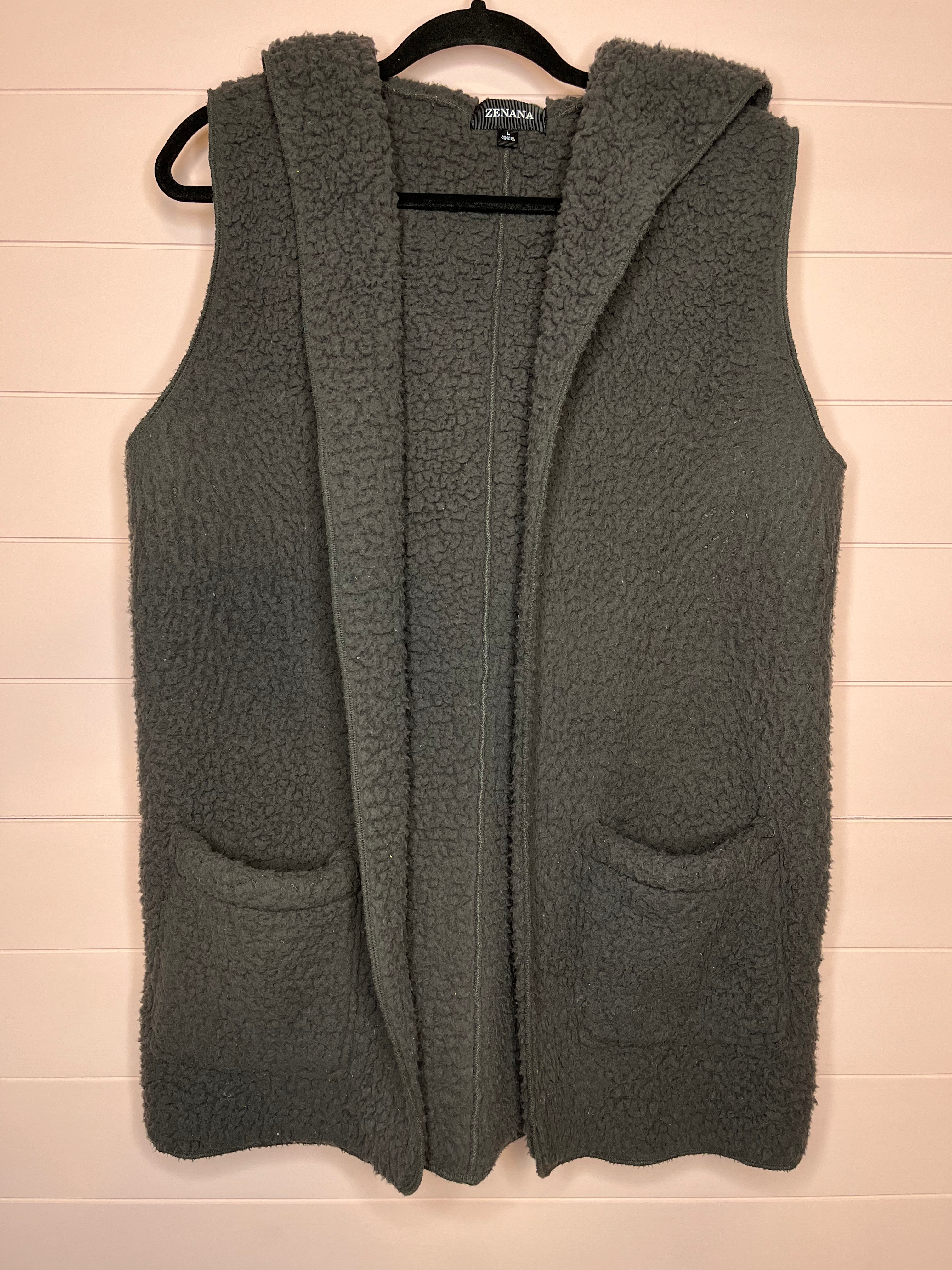 Large Zenana Gray Sherpa Sweater Vest Thrifty Babes