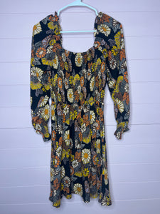 Medium Angie Black Boho Floral Printed Dress