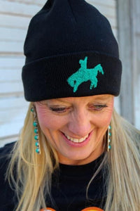 Western Black & Turquoise Hoedown Beanie