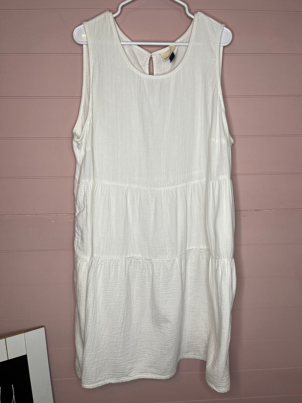 2XL Universal Thread Plus Size White Tiered Cotton Sleeveless Dress