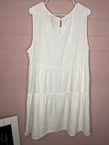 2XL Universal Thread Plus Size White Tiered Cotton Sleeveless Dress