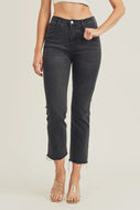28/7 Risen High Rise Raw Hem Ankle Straight Denim Jeans