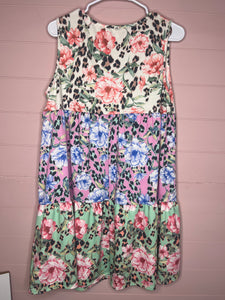 Large Hesed Floral Leopard Tiered Tank Dress