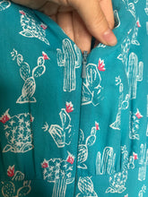 Load image into Gallery viewer, Small Emily And Fin Teal Western Cactus Dress
