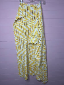 Yellow & White Home Made Crochet Baby Afghan Blanket