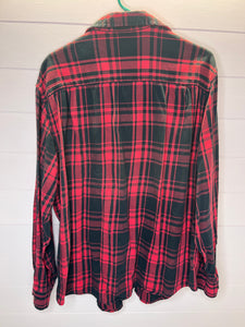 2X Faded Glory Plus Size Plaid Flannel Button Up Shirt