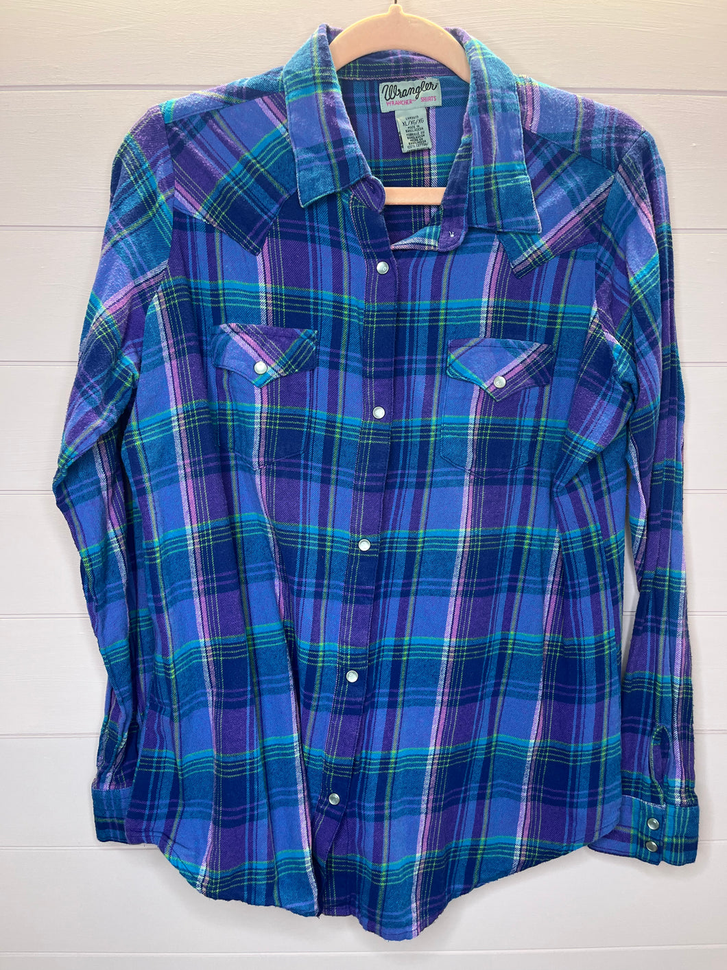 XL Wrangler Flannel Pearl Snap Button Up Shirt