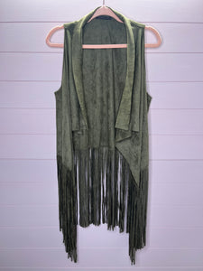 One Size Do Everything In Love Brown Suede Fringe Vest